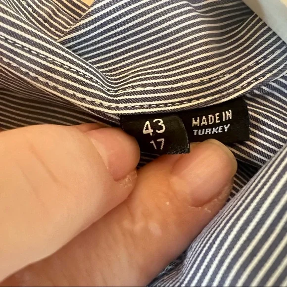 Hugo Boss Men’s Black Label Blue White Striped Shirt Sz 43/17 - Picture 9 of 13